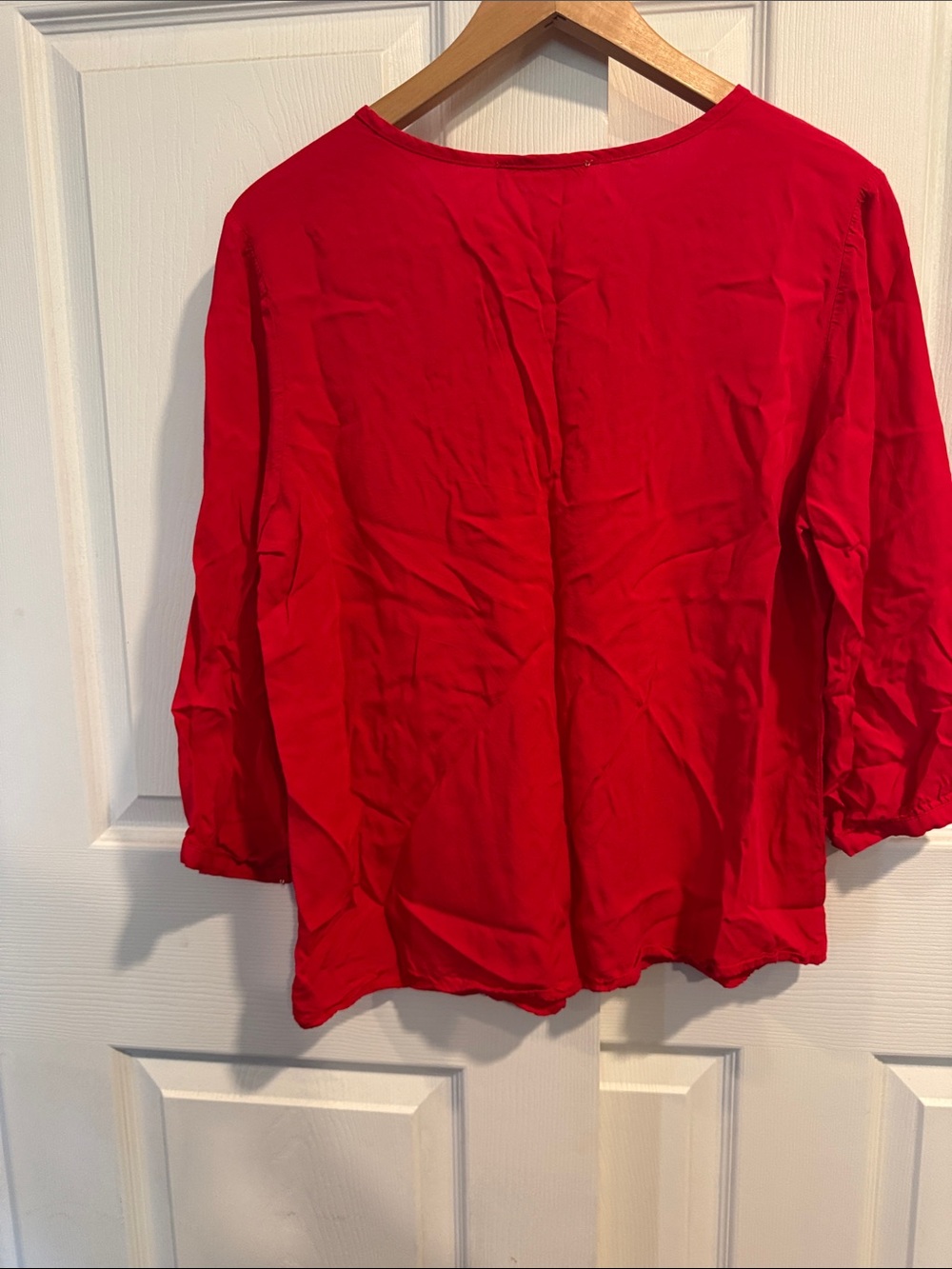 Solitaire Red Embroidered Button-Front Blouse - Picture 4 of 4